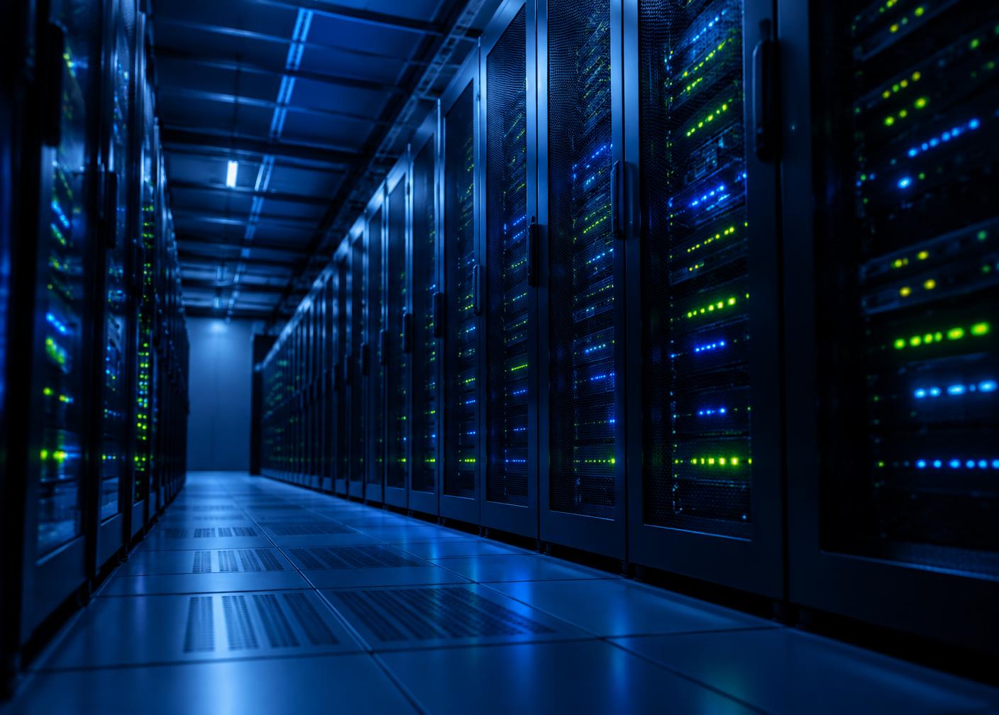 Rows of servers in a cloud data center